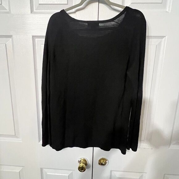 Trouve M Lightweight Ribbed Knit Black Women's Top Goth Y2K Bella‎ Sheer - Picture 5 of 8